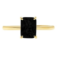 2. CT Brilliant Radiant Cut Natural Ony 14K Yellow Gold Politaire Ring SZ 7.5