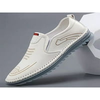 Daeful мъже апартаменти комфортни мокасини издълбават ежедневни обувки Мъжки леки дишащ плъзгане на шофьорска обувка бяло 8