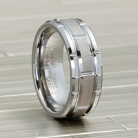 Мъжки волфрамов карбид тухлен модел сватбена лента годежен пръстен комфорт