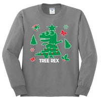 Коледно дърво дърво е грозно коледно пуловер мъжки риза с дълъг ръкав, хедър сиво, малък