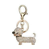 Цинк сплав Dachshund Dog Crystal Rhinestones Ключов декоративен ключов пръстен Keychain Keyfob Декорация Орнаменти за Handb