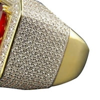 Rygai Fashion Men Жени Големи правоъгълни кубични цирконии с пръстен пръстен бижута, червено