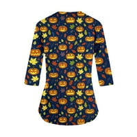 Hhei_k ризи за ръкави за жени Хелоуин печат Графични тийнейджъри Блузи Униформени гащеризони Пуловер