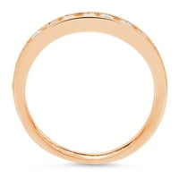 0. CT Блестящ кръгъл изрязан истински истински естествен диамант VS1-VS G-H SOLID Real 14K Rose Gold Подреждане на годежен дизайнер Art Deco Dainty Promise Сватба bw размер 8
