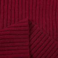 Riforla Женски есен и зимен плътен цвят v Вратна балонна ръкав плетен пуловер с дълги ръкави Женски пуловер пуловер Red L
