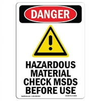 Signmission OS-DS-A-1014-V-In. Опасен знак OSHA-Опасен материал