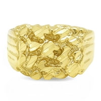 Мъжки 14k жълто злато, покрито с нокти розово пръстен, размер + подаръчна кутия