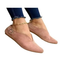 Welliumy Womens Loafers Slip on Flats Оценени пръсти Небрежни обувки работят плоски ходещи винтидж комфорт розово 8