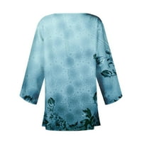 Mlqidk Summer Cardigan за жени ежедневни леки отворени предни жилетка меки драпирани флорални щампа с ръкав кардиган Sky Blue S