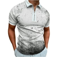 Мъжки спортни ризи за мъжки 3D отпечатана ревера с половин цип пуловер тениска с къс ръкав с къс ръкав