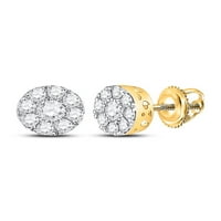 Златна звезда 10kt Жълто злато дамски кръгли диамантени обеци от клъстери за цветя cttw
