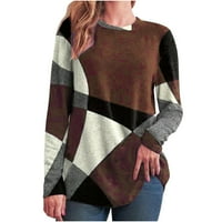 gakvbuo плюс размер пуловери за пуловери за жени суичъри с дълъг ръкав падане на туника върхове женски небрежен кръгъл врат с дълъг ръкав отпечатани ризи блузи върхове