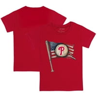 Детско мъничко червена тениска с бейзболен флаг на Филаделфия Филис