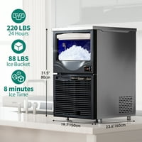 Dextrus Търговски производител на лед за снежинка 220lbs 24h със съхранение от 88 фунта, храна от неръждаема стомана от неръждаема стомана