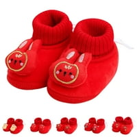 Зимни деца деца обувки Момчета и момичета обувки Подови обувки Нот Плюш Топла удобна еластична лента Китайски новогодишен стил
