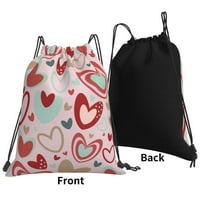 Backstring Backpack Sports Gym Sackpack, многоцветни сърца Розови щампи полиестерни водоустойчиви чанта за струни за жени мъже