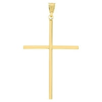 14k жълто злато вертикална плоска тръба религиозна вяра кръст висулка колие бижута подаръци за жени
