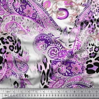 Soimoi Purple Rayon Fabric Paisley & Leopard Animal Skin Printed Craft Fabric край двора