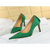 Harsuny жени на висок ток помпи секси плъзгане на Stiletto Party Shoes Green 4