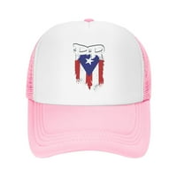 Мъжки и женски хип -хоп уникален печат с лого на пуерто Рико знамена, регулируема дънкова капачка розово