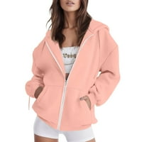 Fsqjgq zip up качулки тийнейджъри момичета извън суичър женски модни върхове ежедневни якета с джобни якета с джоб