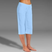 Модни жени летни ежедневни разхлабени еластични талия на талията твърди панталони капреси за жени случайни летни разчиствания панталони
