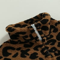 Дете зимно топло яке размито дълъг ръкав леопардов печат суичър палто
