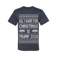 Wild Bobby, всичко, което искам за Коледа, е изборите на Тръмп грозни коледни пуловерни мъже графичен тройник, винтидж Heather Navy, 3x-голям