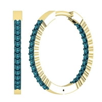 Колекция DazzlingRock кръгла син диамант в и външни обеци за жени в 18K жълто злато
