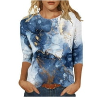 Тениски с дълъг ръкав за женски клирънс под 8 $ ризи с дълъг ръкав за жени плюс размер удобен и ежедневен отпечатък от ръкав кръг на врата пуловер върхове блуза тениска