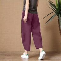 Dadaria Pants for Women Trendy Fashion Women Loose Solid Color Недвусмислени панталони Памучни панталони Памучни панталони Purple S, жени