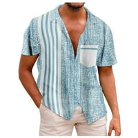 Freshlook Men's Short Loweve Button Print Tops Спестявания Прослес сделки, риза с къс ръкав Мен