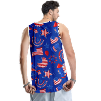 4 юли Графична мускулна тениска без ръкави Червено сини звезди Орел САЩ Флаг 3D горнища на резервоара за мъже Графични ризи без ръкави летни върхове