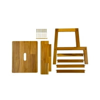 Acacia Wood Two Step Stool Rectangle Top Най-добрите идеи за кухненски хол Краен маси за дивани под-стол за хол Лесно шкафче Силен капацитет на теглото до lbs, естествен цвят
