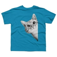 подла котка момчета тюркоазено син графичен тройник - дизайн от хора XL