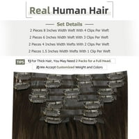 Пълен блясък клип в удължаване на косата Човешка коса Балаяж безпроблемна коса в удължиния кафяво подчертава 100g