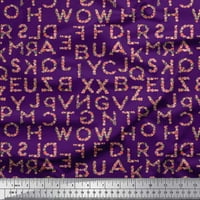 Soimoi Purple Poly Georgette плат Флорална азбука Текст Декор Материя отпечатан двор