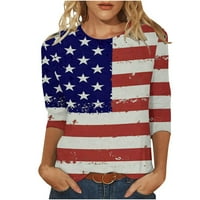Floleo Trendy женски върхове плюс размери ризи свободни блуза модна тениска с тениска в средна дължина ръкави кръгла шията небрежна