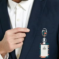 Hesroicy Retractable Reel Gadge притежател с ремък Carabiner Clip - офис персонал работна картичка, държач за значки, офис консумативи