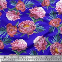 Soimoi Purple Velvet Leves Leves & Floral Print Fabric край двора