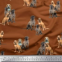 Soimoi Moss Georgette Fabric Beagle, Cane Corso & English Cocker Spaniel Dog Printed Fabric Wide