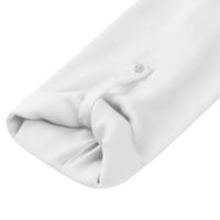 CaCommark Pi женски върхове дълъг ръкав есен разпуснат женски летен ежедневен цип туника с тениска с вит-образно деколте с тениска бяла бяла