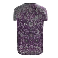 Ризи за копче за жени ежедневни класически годни блузи върхове флорални тениски с къс ръкав с къс ръкав тъмно лилаво s