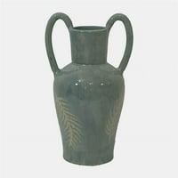 Sagebrook Home 17546- In. Terracotta Leaf Eared Vase, мента зелено