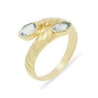Британски направени 14k жълто злато естествено аквамарин женски лентен пръстен - Опции за размер - 6. - Опции за размер - размери до налични
