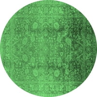 Ahgly Company Indoor Round Oriental Emerald Green Industrial Area Rugs, 5 'Round