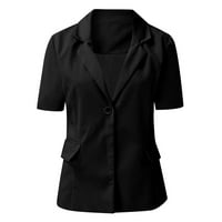 Puntoco oulwear for Women ， женски V-образно деколтето твърд джобна жилетка с късо ръкав изтърсва черно 6