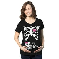 Майчинство момиченце скелет сладък Хелоуин бременност Бумп тениска - XL