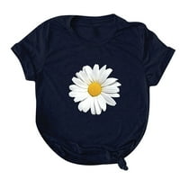 Tejiojio Halloween Fall For Savings жени с късо ръкав флорален отпечатан слънчоглед кръгла шия тени тениска блуза