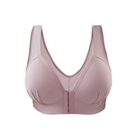 Qcmgmg push up bras v neck pront close безжични сутиени за големи гърди жени с пълно покритие тениска сутиен светло лилаво 46